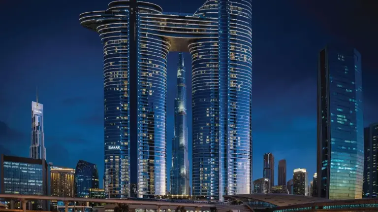 a view of a large city at night at Address Sky View