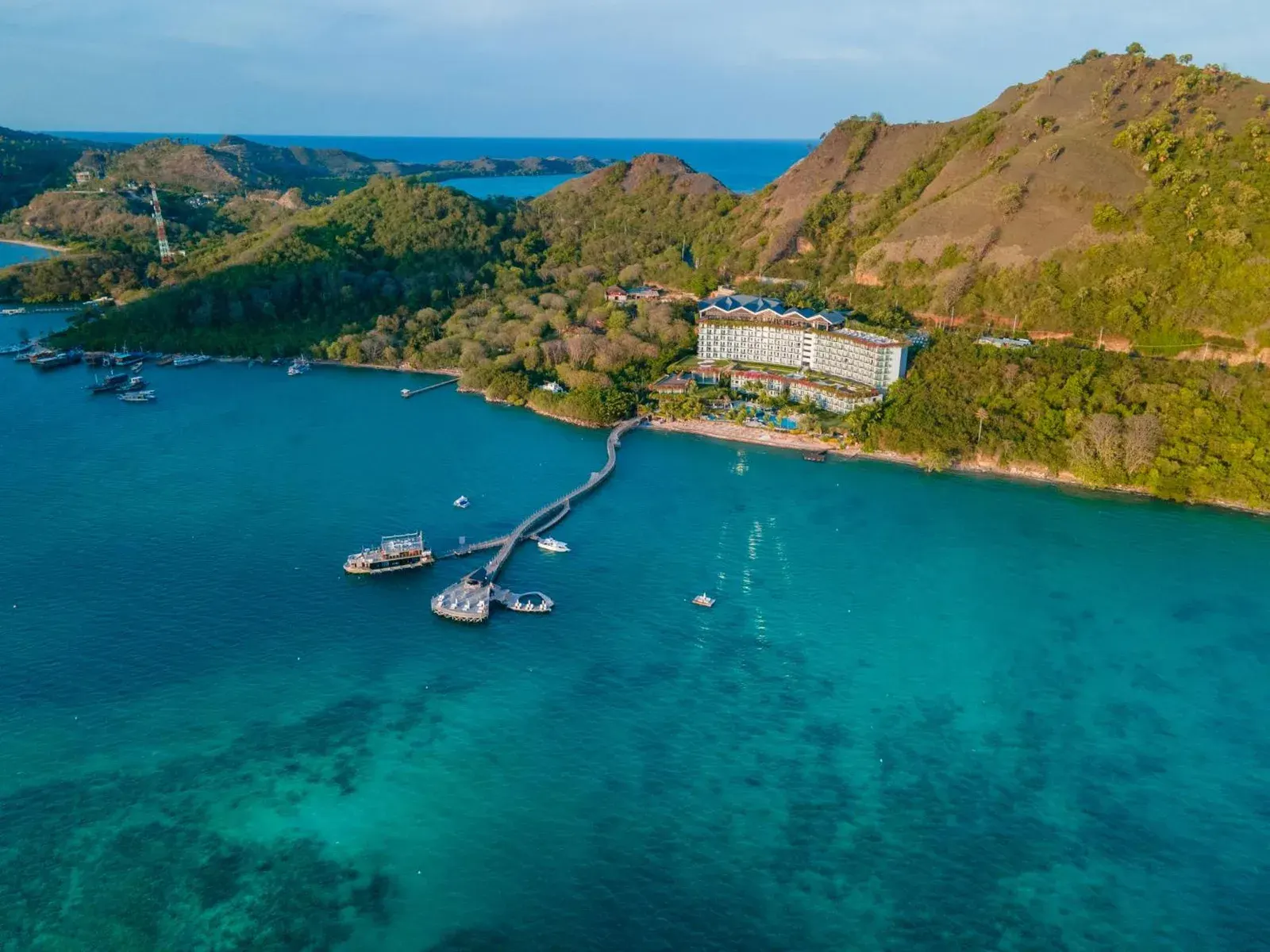 Stunning aerial view of AYANA Komodo Waecicu Beach in Labuan Bajo