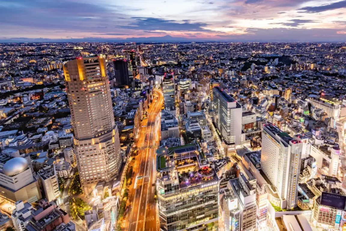 Vue imprenable sur la ligne d'horizon de la ville depuis le Cerulean Tower Tokyu Hotel à Tokyo