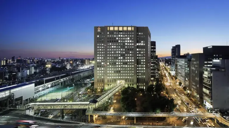 a view of a city at night with traffic at Courtyard by Marriott Shin-Osaka Station in Osaka
