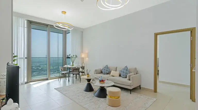 a bathroom with a sink and a shower at Downtown Views 4702 in Dubai