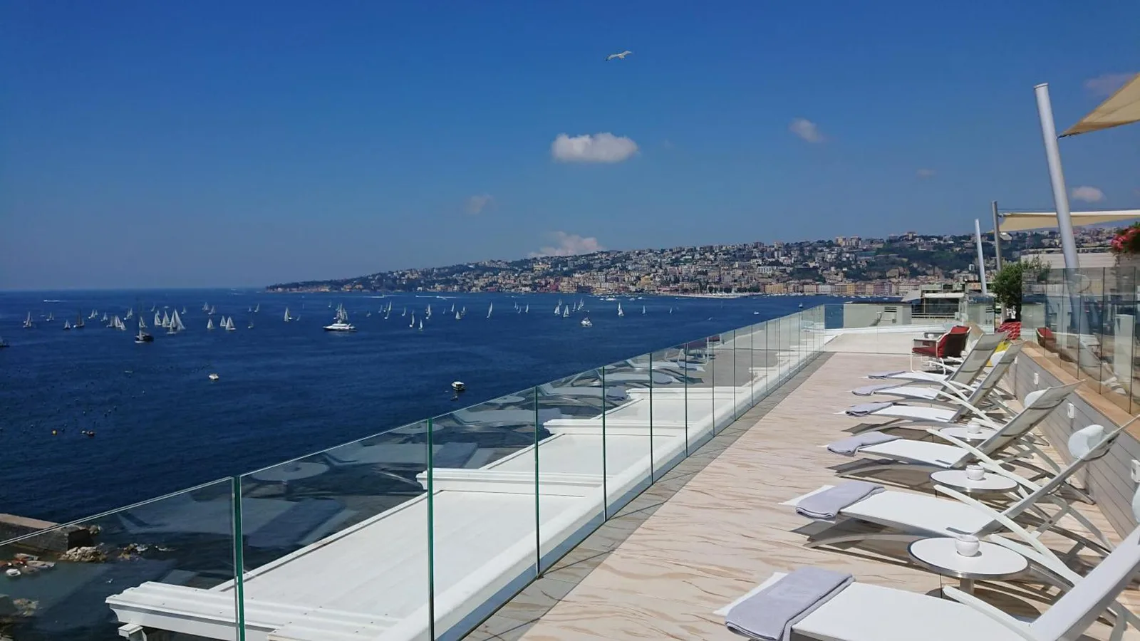 Rooftop terrace view at Grand Hotel Vesuvio in Naples