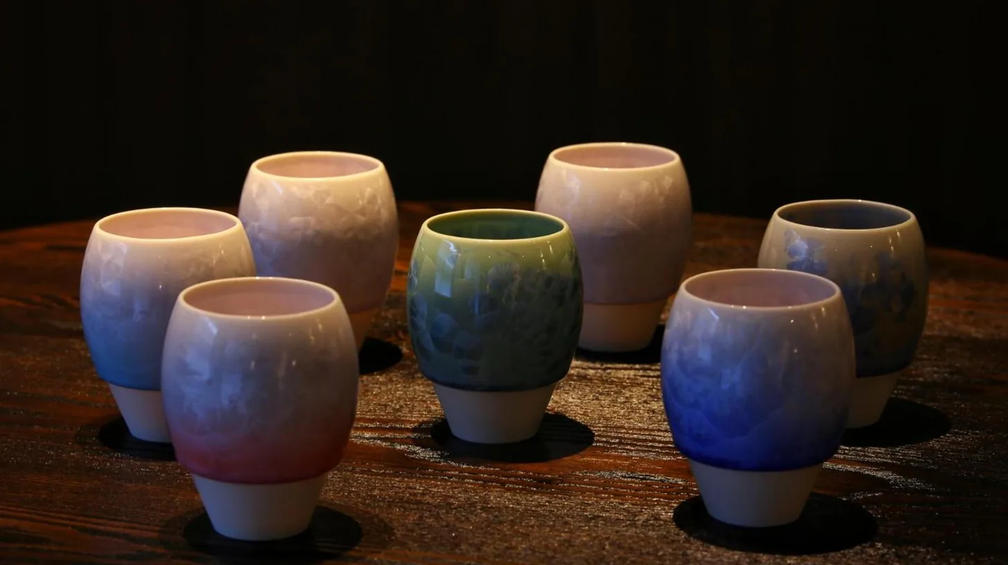 a group of nine votive candles sitting on a table at THE JUNEI HOTEL Kyoto Imperial Palace West in Kyoto