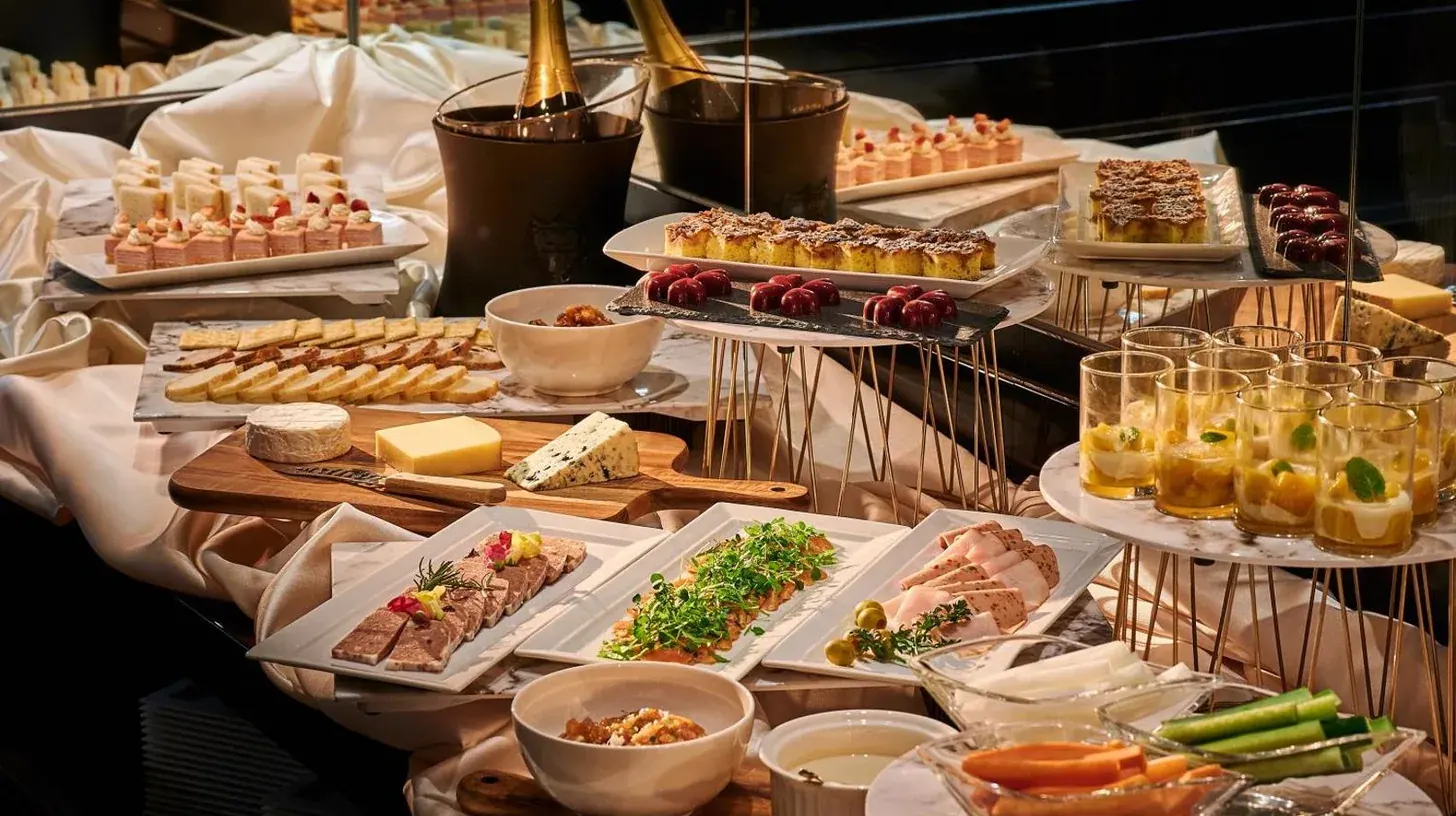 a buffet with many different types of food on plates at InterContinental Tokyo Bay by IHG in Tokyo