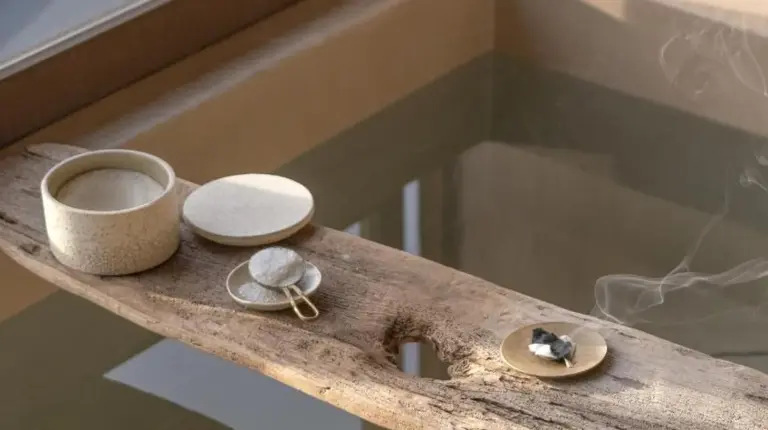 une chambre avec un lit et un miroir rond à Maana Kiyomizu à Kyoto