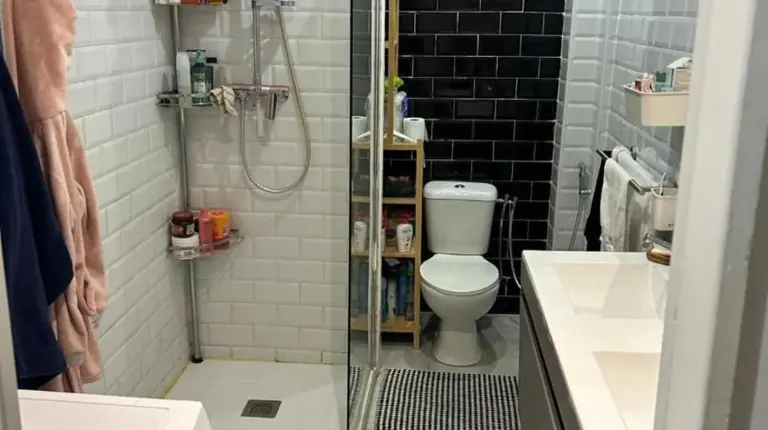 a bathroom with a shower and a toilet and a sink at New central nice sea down town in Nice