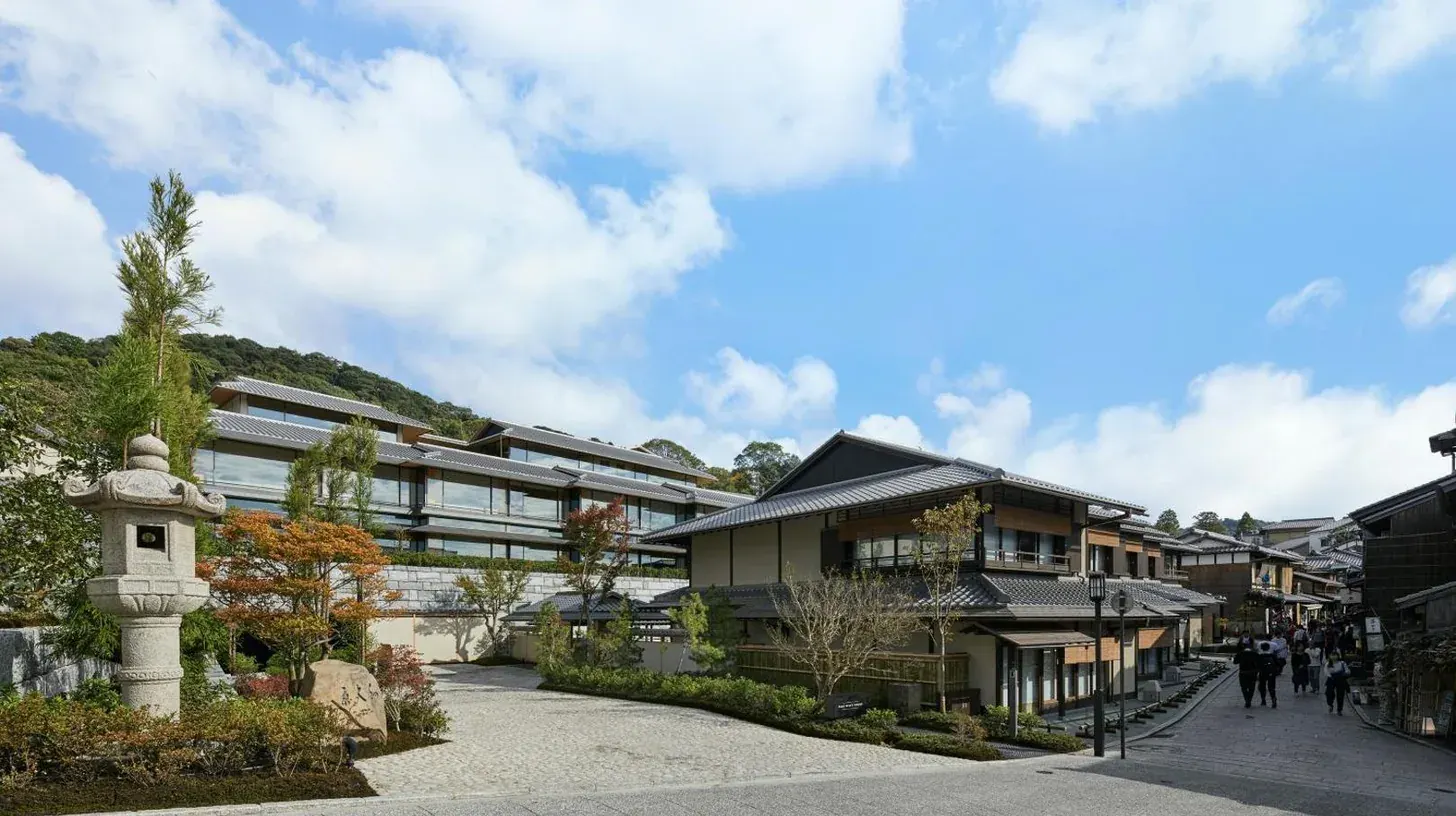a street in a town with a building at Park Hyatt Kyoto in Kyoto