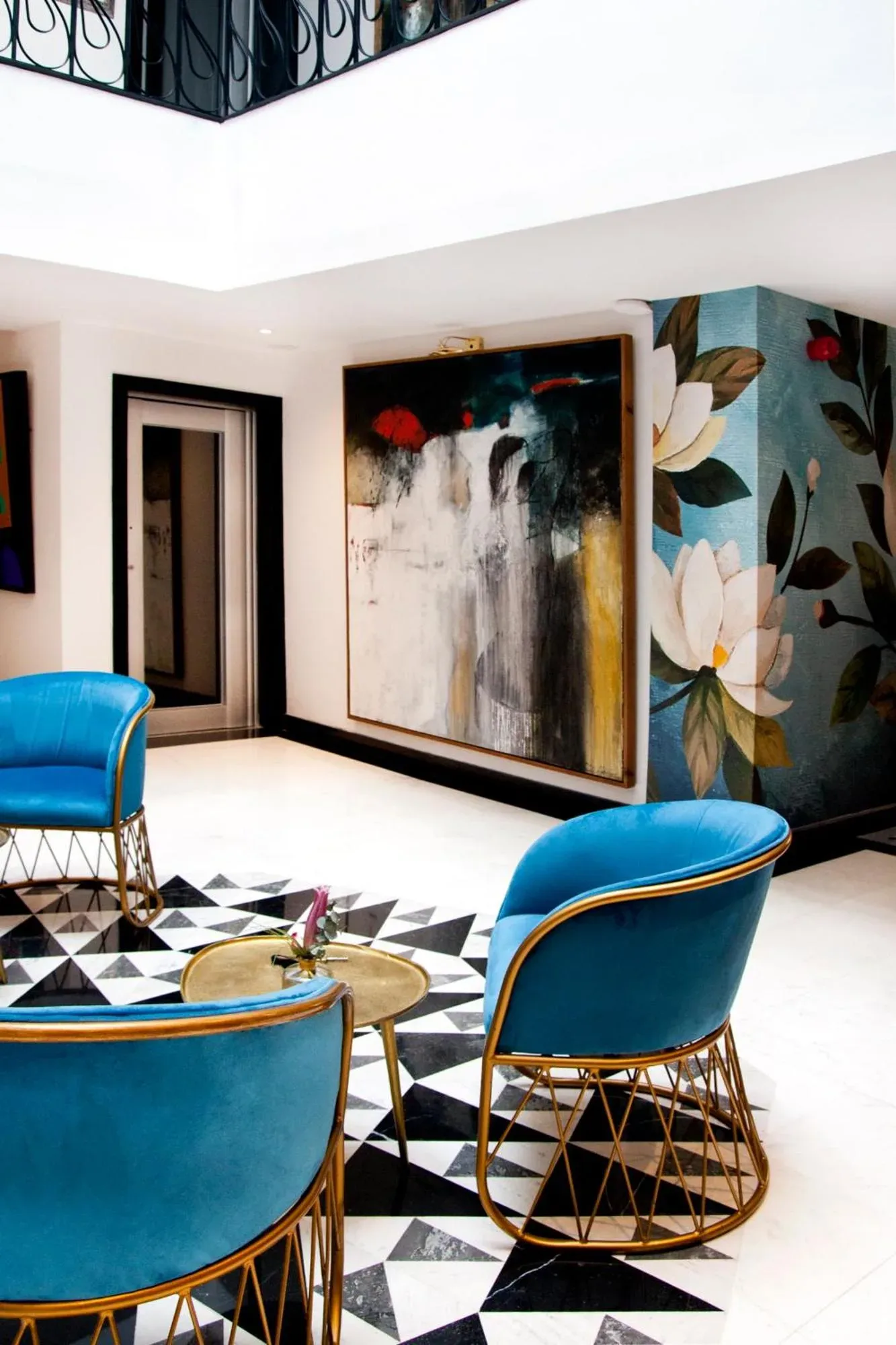 Riad Dar Saba lounge area with modern seating in Tangier