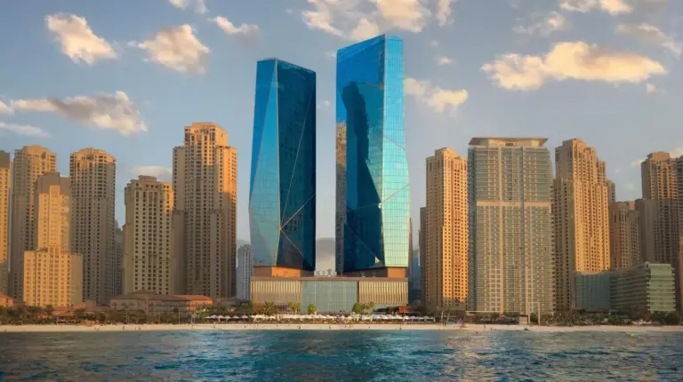 a view of a city with tall skyscrapers at Rixos Premium Dubai JBR in Dubai