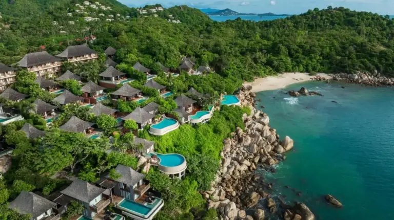 an aerial view of the resort and the ocean at Silavadee Pool Spa Resort - SHA Extra Plus in Lamai