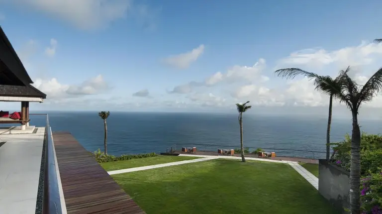 a view of the ocean from the balcony of a house at The Edge Bali in Uluwatu