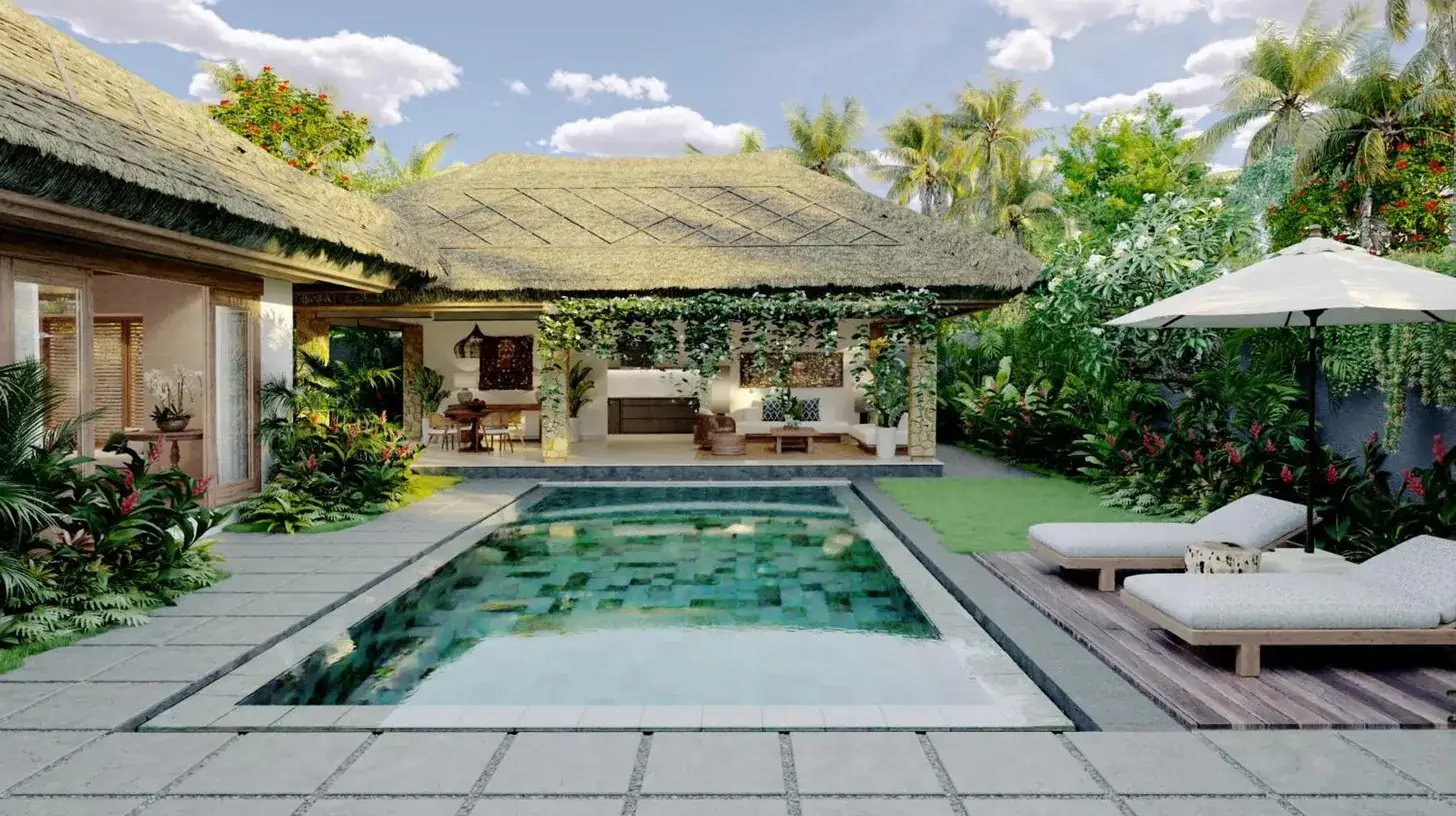 a swimming pool in the backyard of a house at The One Boutique Villa & Spa Seminyak in Seminyak