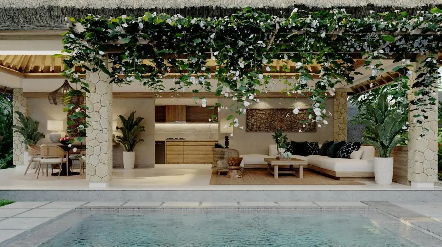 a pergola with a pool in a house at The One Boutique Villa & Spa Seminyak in Seminyak