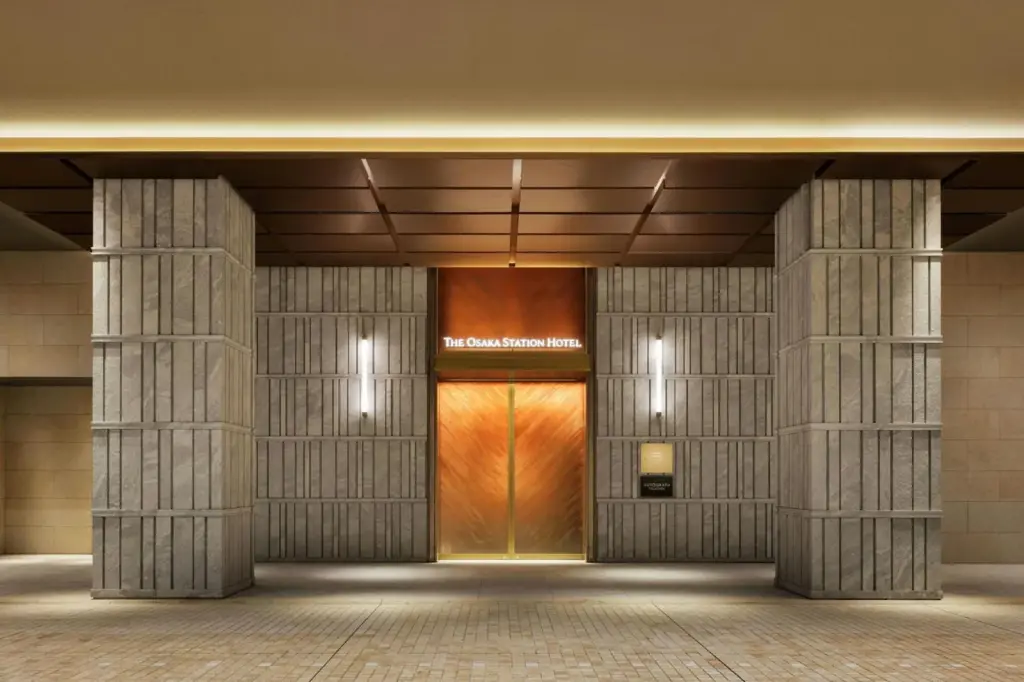 The Osaka Station Hotel entrance showcasing modern architecture, Osaka