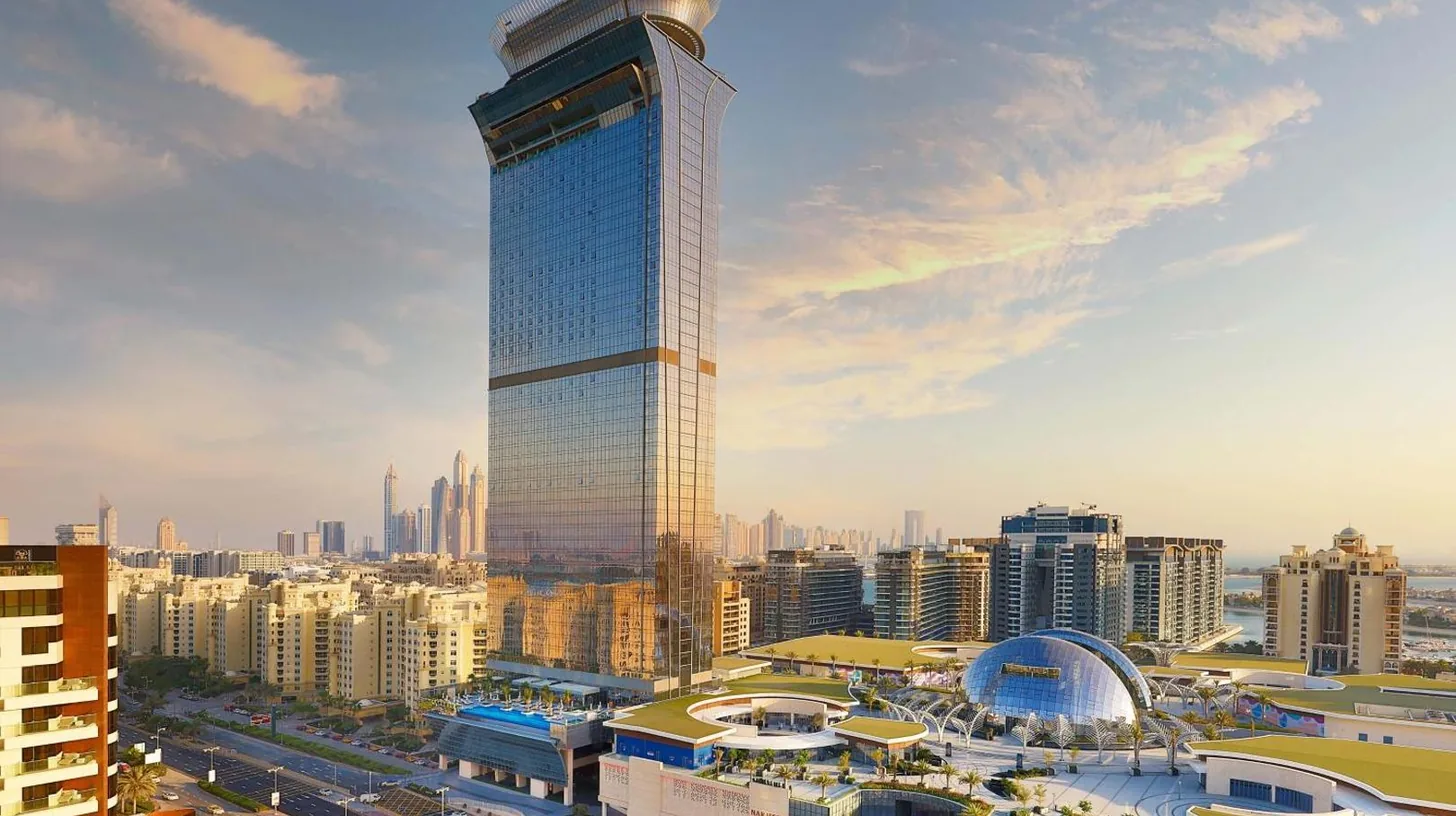 a view of a city with a tall skyscraper at The St. Regis Dubai
