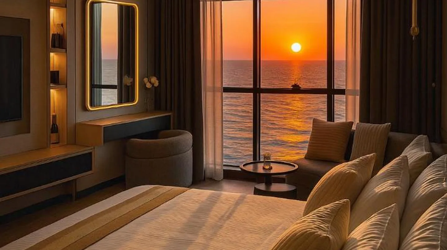une chambre avec un grand lit offrant une vue sur l'océan à TOP VIEW Beachfront