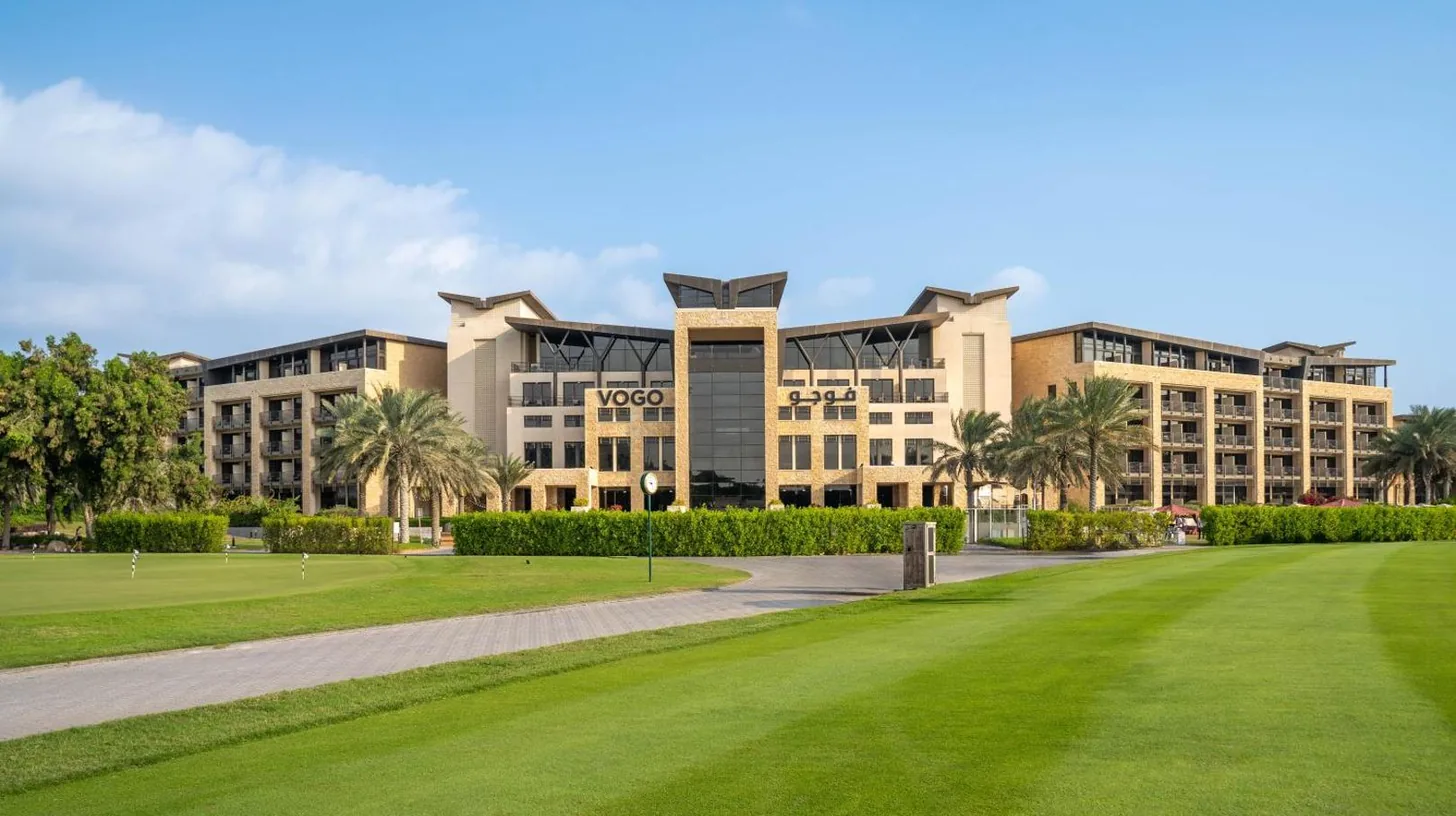 a view of the resort from the golf course at VOGO Abu Dhabi Golf Resort & Spa in Abu Dhabi