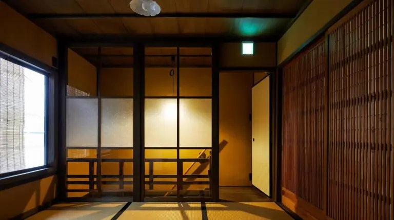 une entrée de chambre avec une porte et une fenêtre à YADORU KYOTO HANARE Kanade No Yado à Kyoto