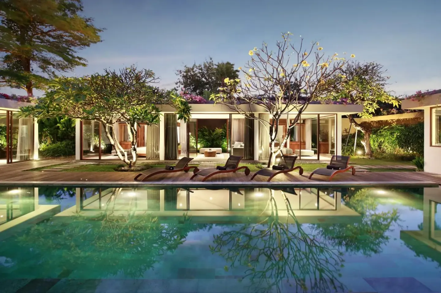 Ziva a Boutique Villa exterior view showcasing lush gardens and a private pool
